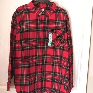 Magellan Outdoors Red Plaid Cotton Flannel Shirt. Size 2XL. NEW